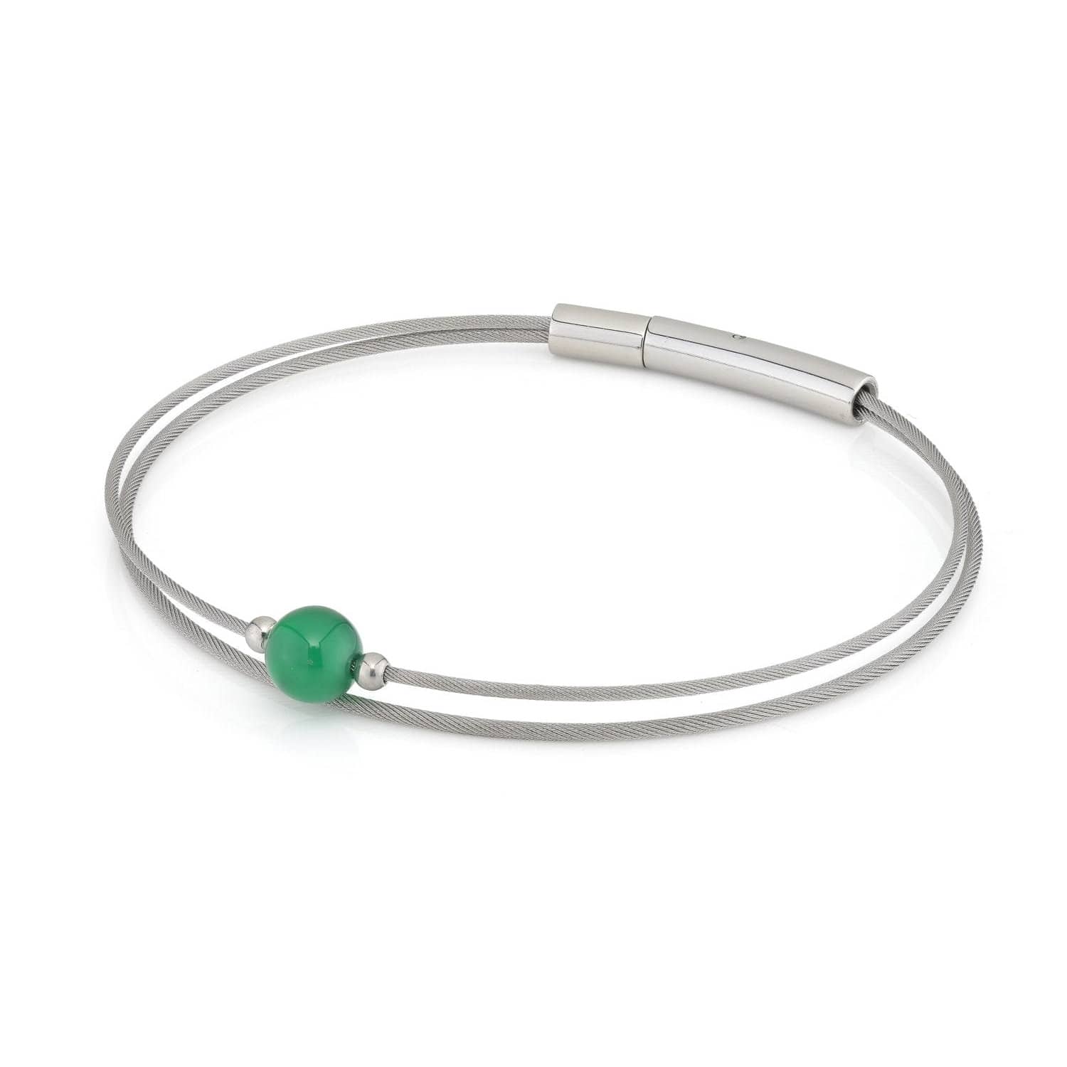 „Ich denke an dich“-Edelsteinarmband, grüner Achat, silberfarben | A722B