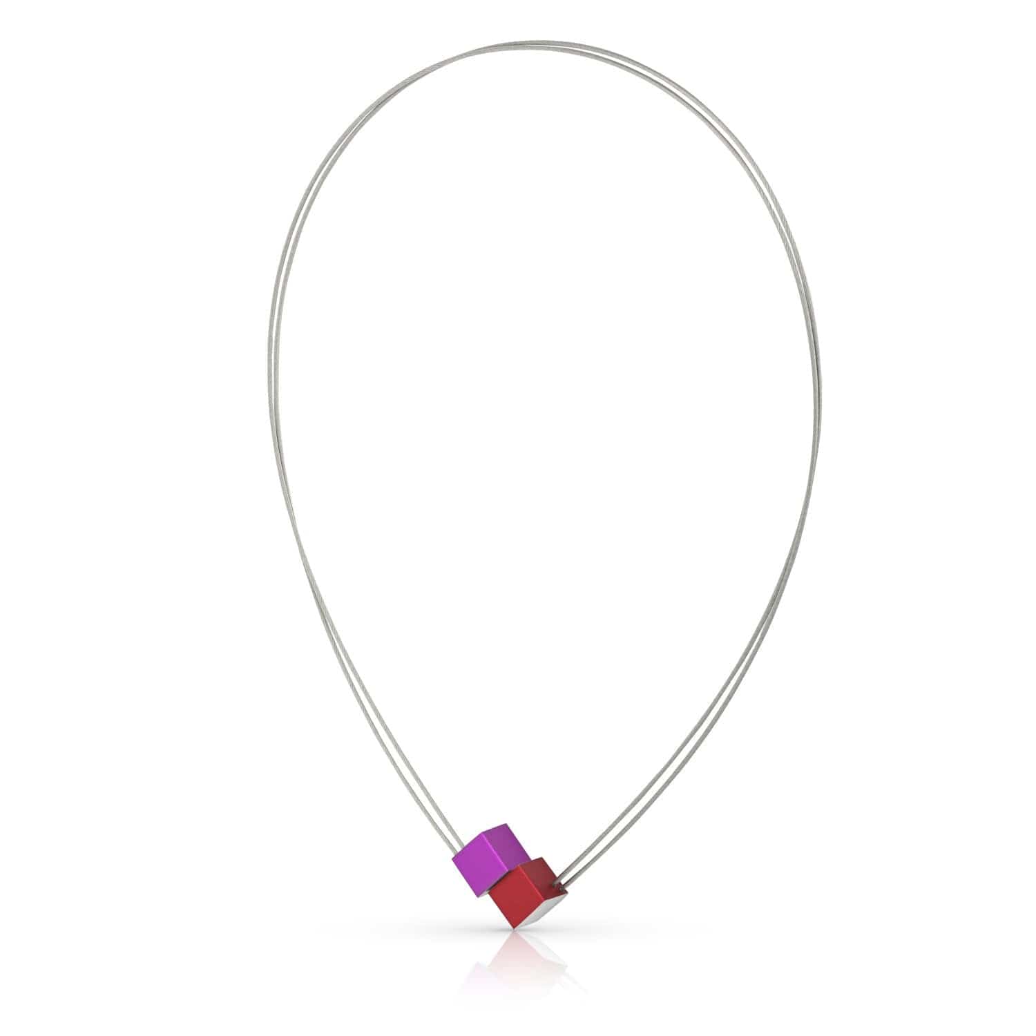 Collier twee kubussen C17RP