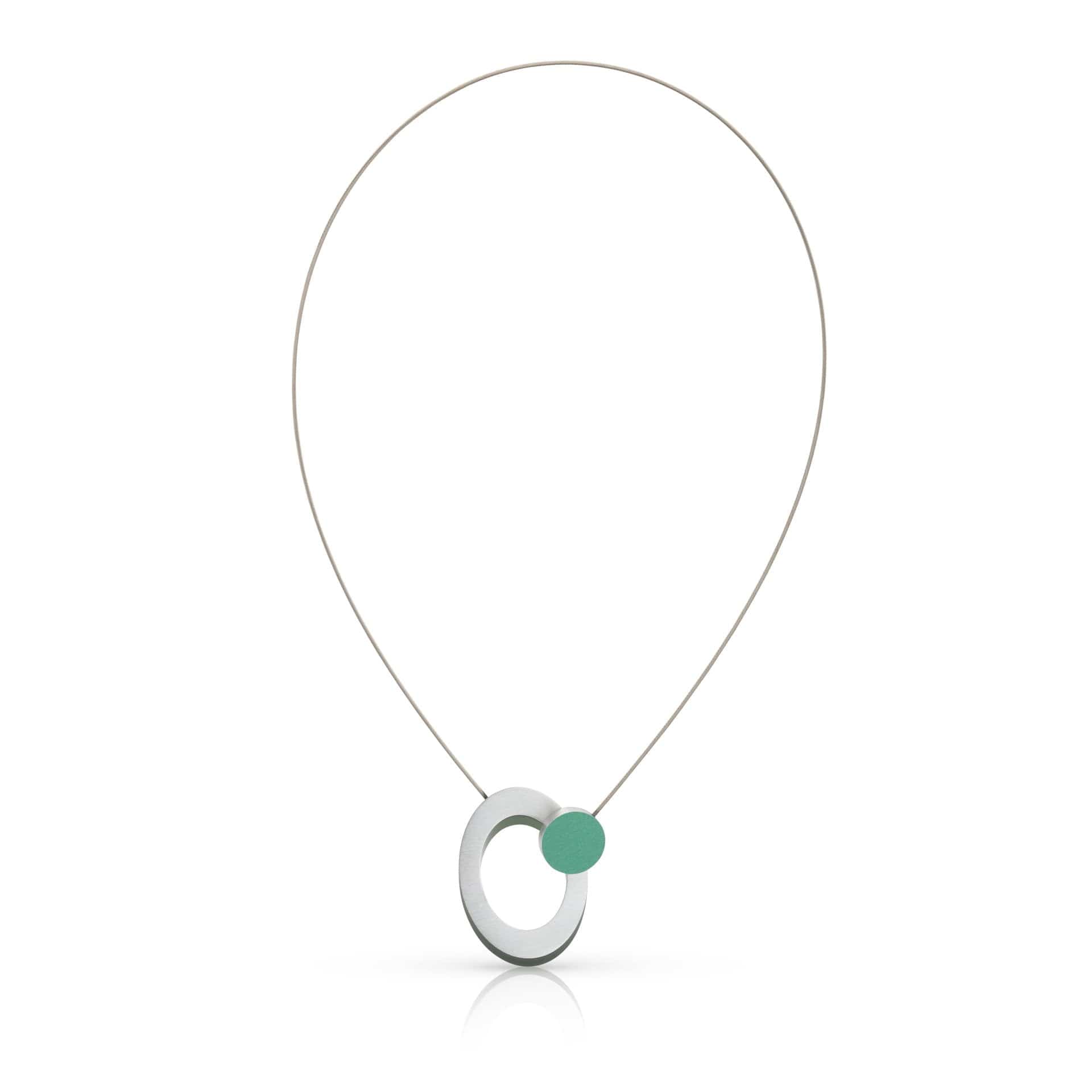 Collier Ovaal met gekleurd rondje C272GR