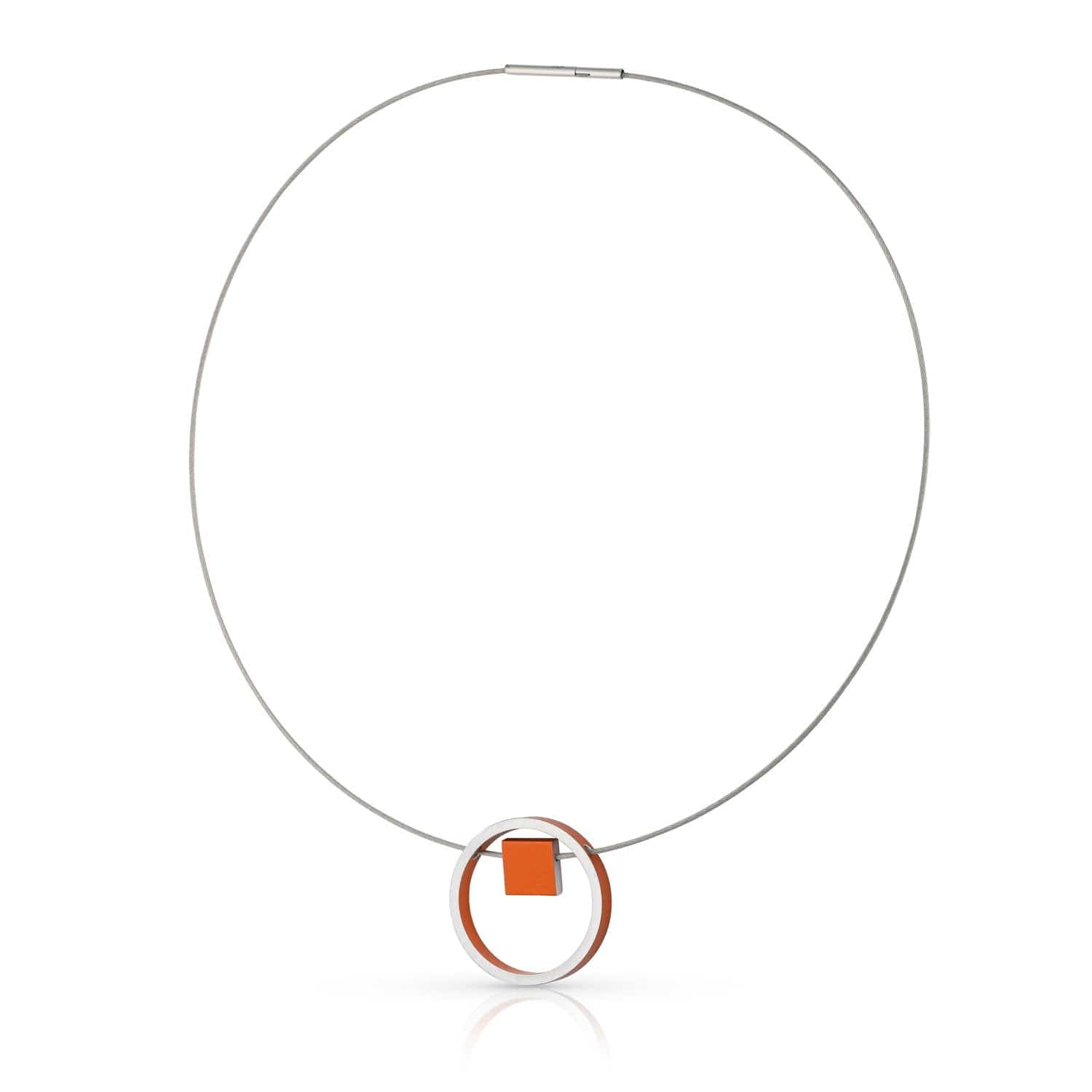 Ketting EVY Oranje Ring met vierkantje | C277O