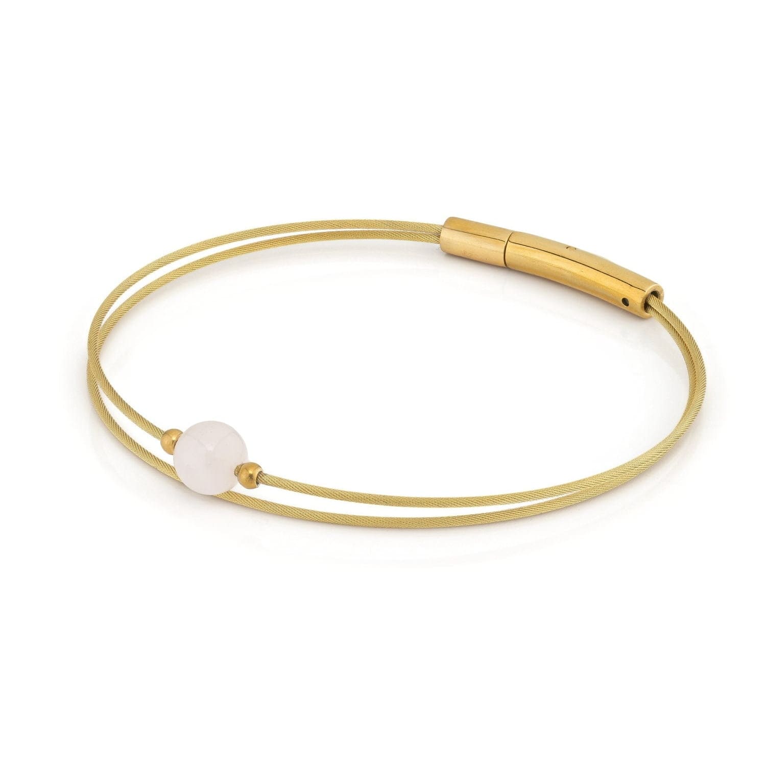 „Thinking of You“-Edelsteinarmband in Rosenquarz-Goldfarbe | A711GG