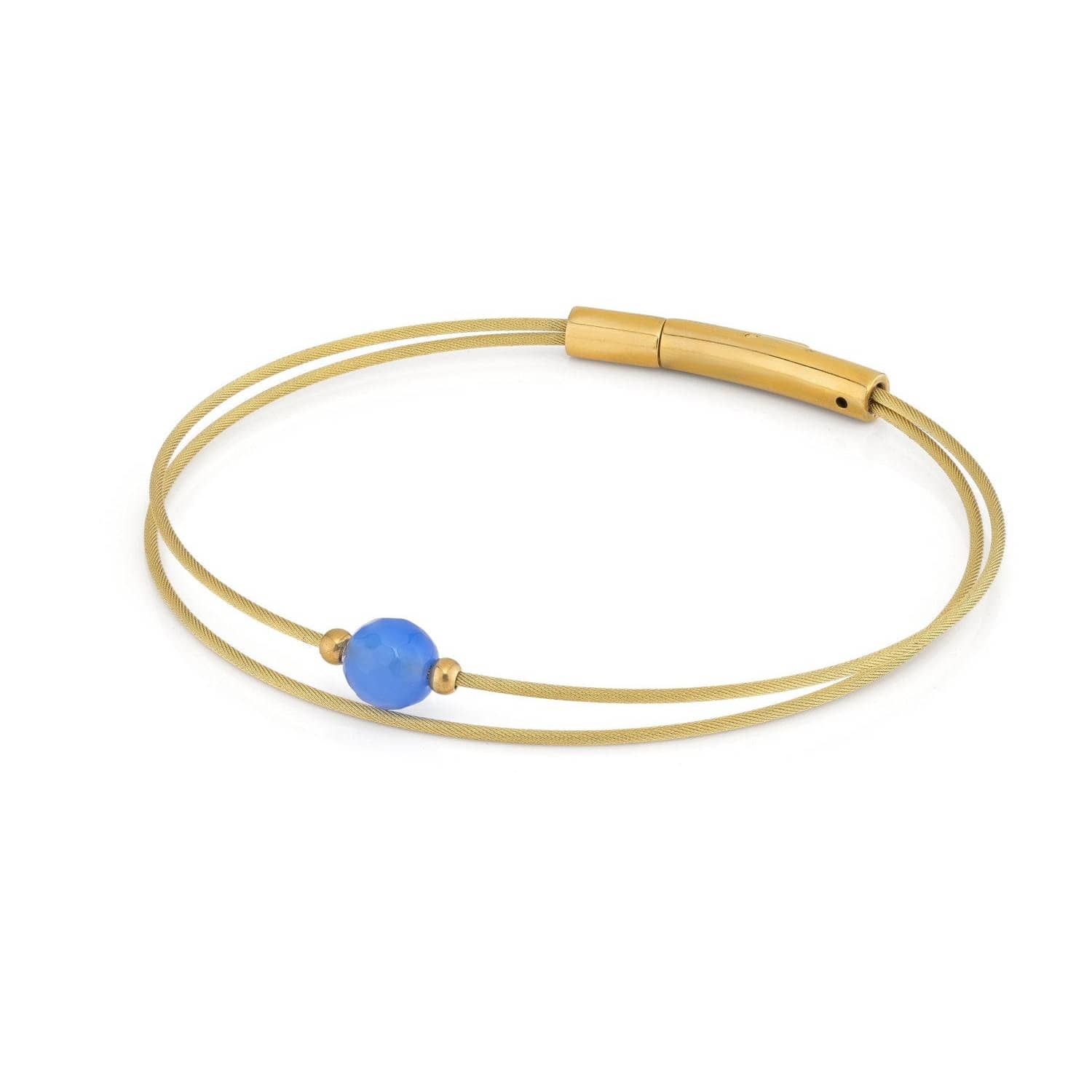 „Thinking of You“-Edelsteinarmband aus blauem Achat in Goldfarbe | A714GG