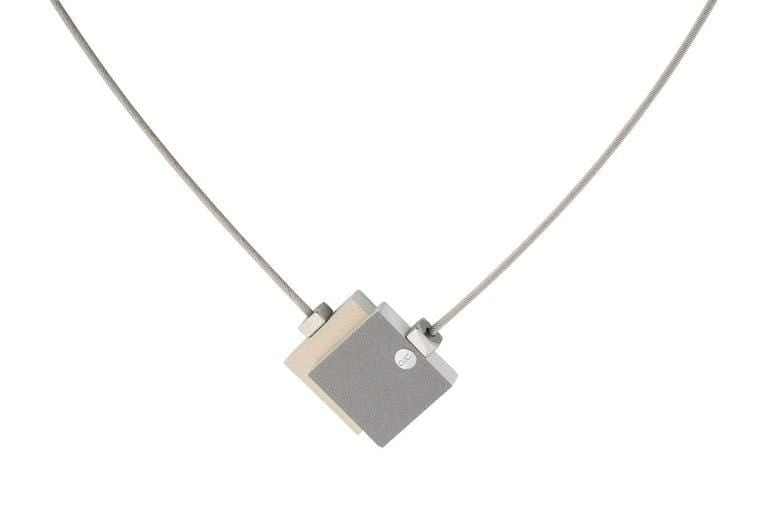 Halskette Zwei Quadrate Gold Grau C142G