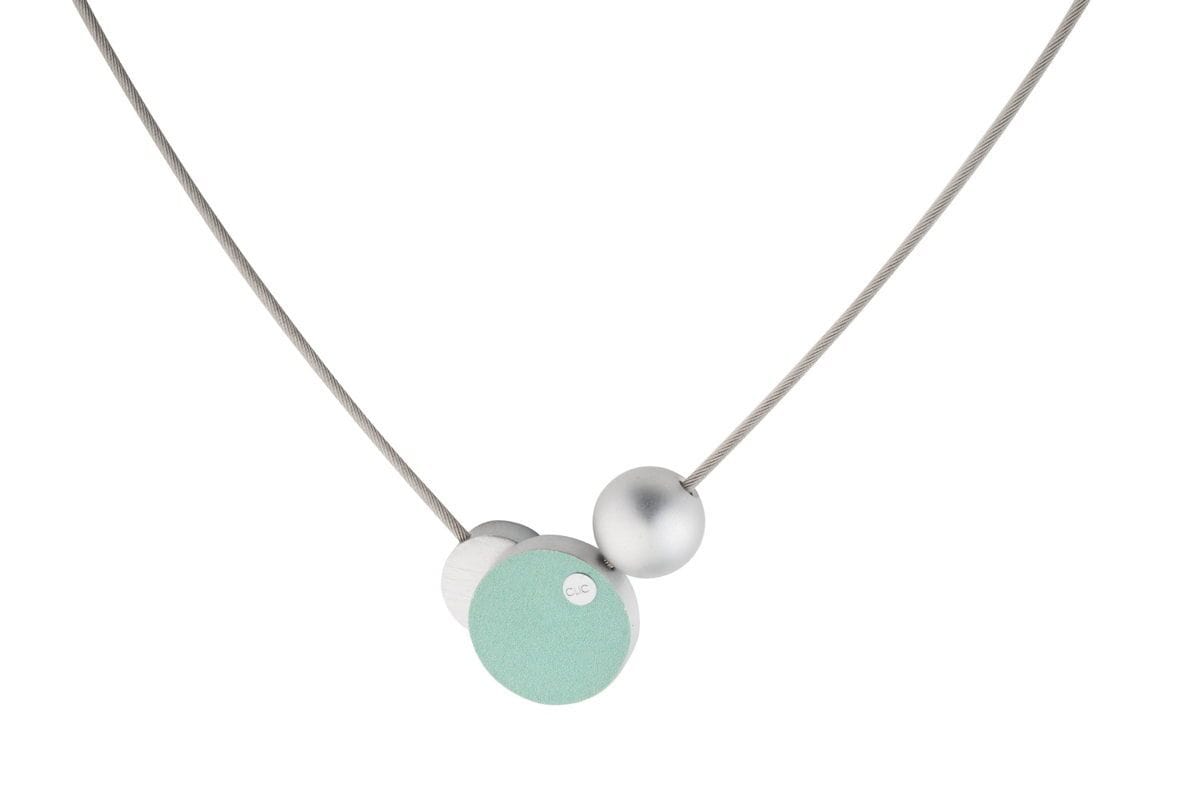 Halskette Perle mit Kreisen Blau Grün C138B