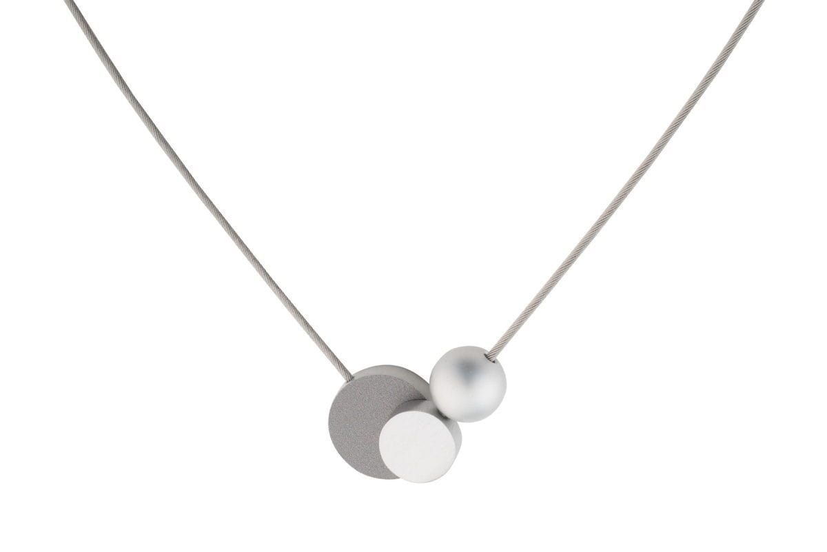 Halskette Perle mit Kreisen Gold Grau C138G