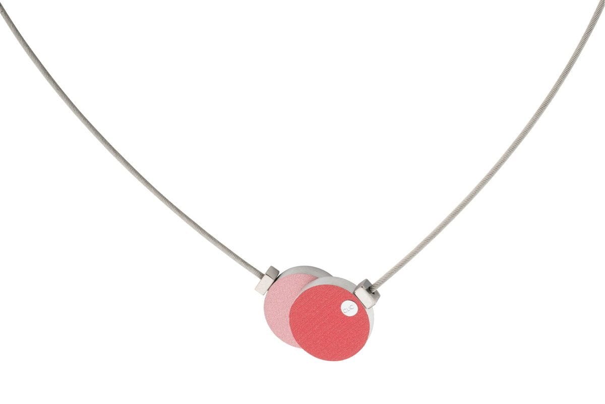 Halskette Zwei Kreise Rot Rosa C139R