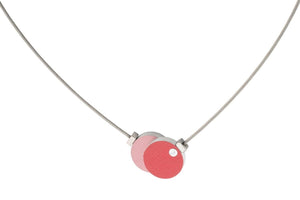 Collier Twee rondjes Rood Roze C139R