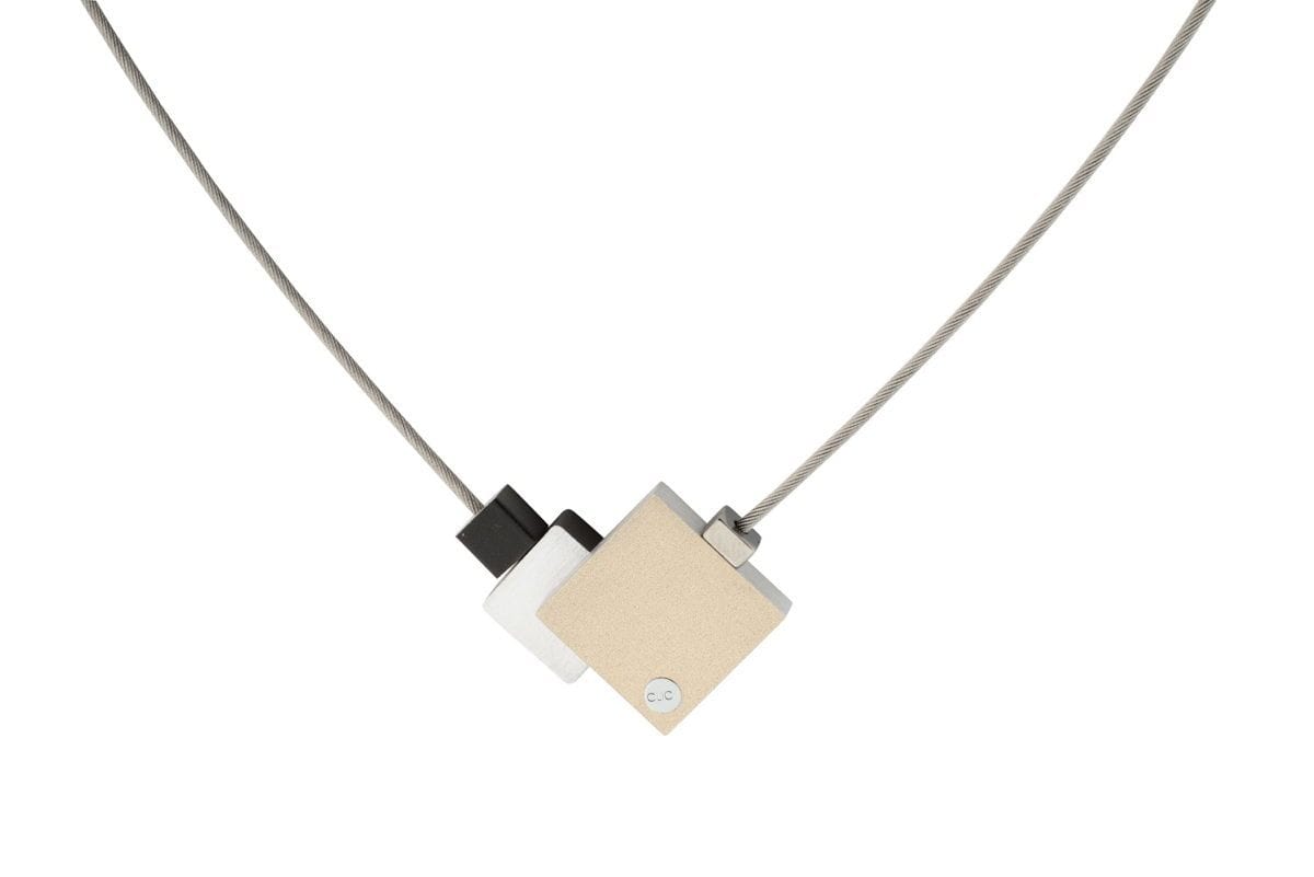 Halskette Vier Quadrate Gold Grau C145G