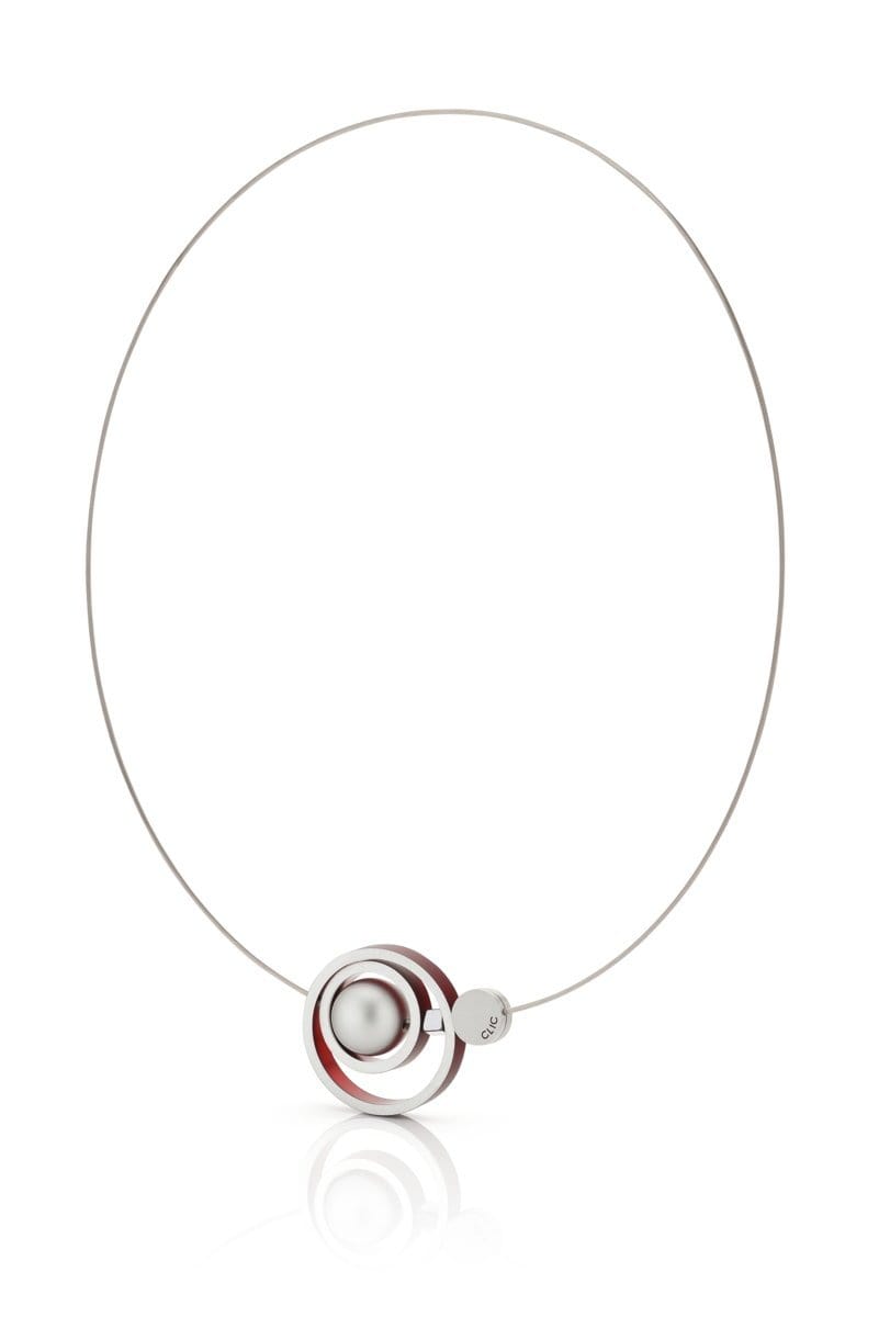 Halskette Ringe zusammen Rot C187R