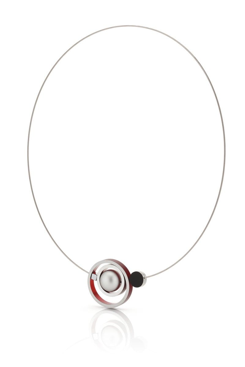 Halskette Ringe zusammen Rot C187R