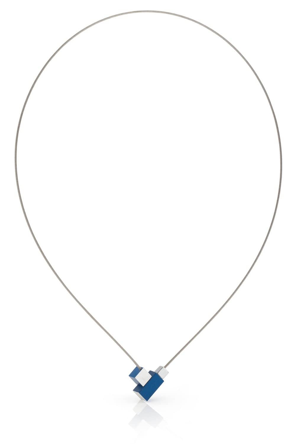 Halskette Quadrat und Rechteck Blau C206B