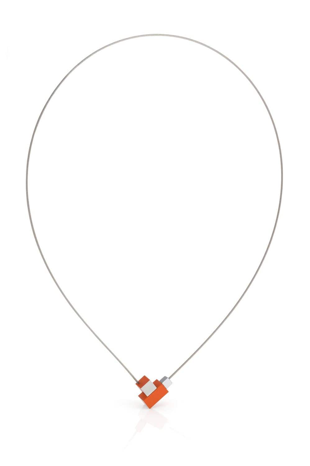 Halskette Quadrat und Rechteck Orange C206O