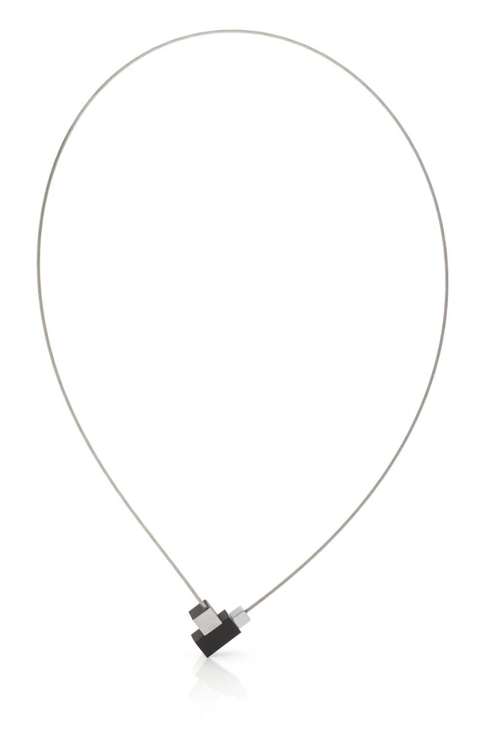 Halskette Quadrat und Rechteck Schwarz C206Z
