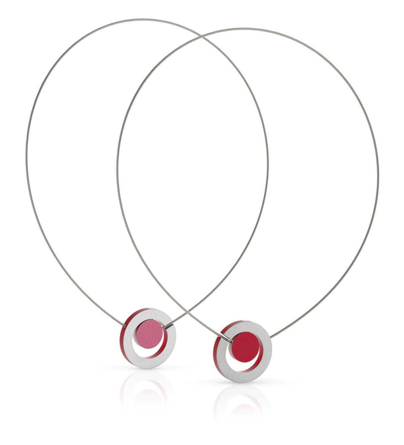 Halskette Farbig rund in einem Ring Rot Rosa C216R