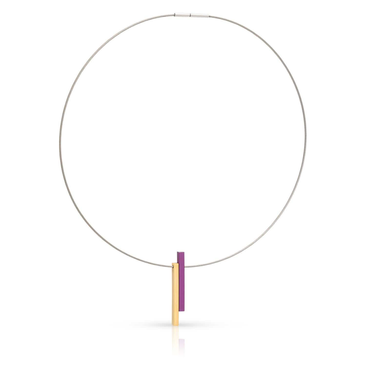 Collier twee staafjes Paars C239P