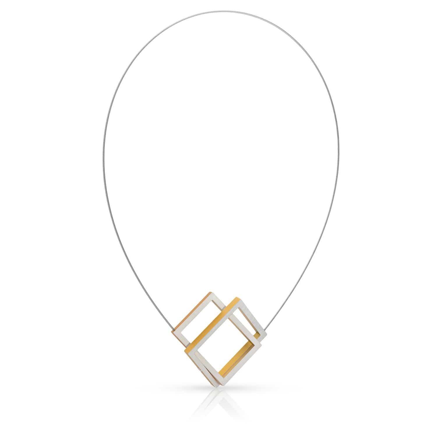 Halskette Zwei Rechtecke ineinander Gold|Gold C30G